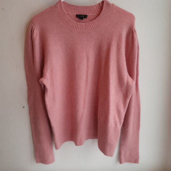 J. Crew Sweaters - J. Crew Wool Sweater- Coral Pink- Womens Large with Puff Sleeve Detail- Alpaca
